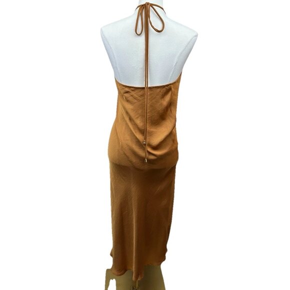 Free People Significant Other Satin Esme Maxi Dress Gold S/P - Picture 5 of 10